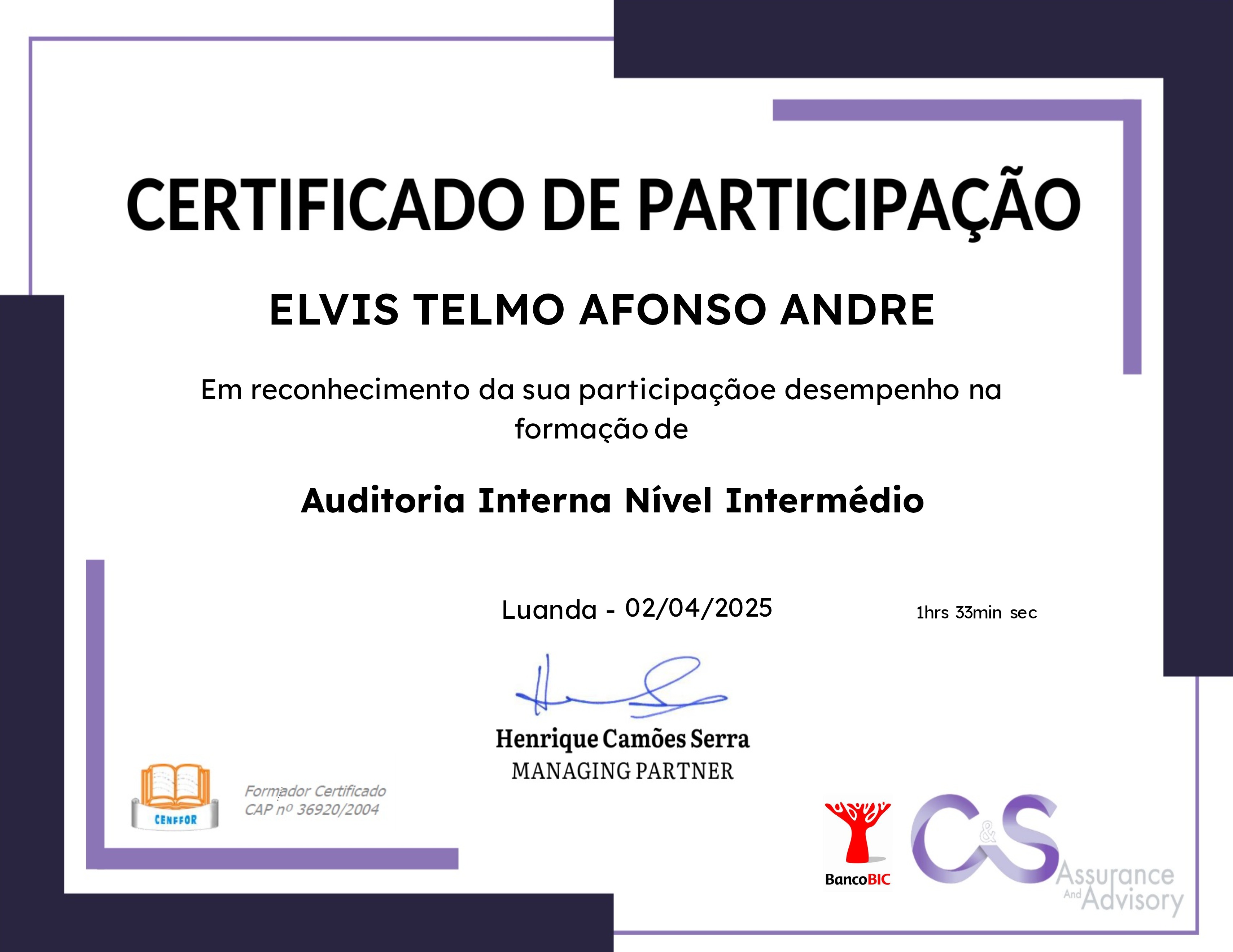 Auditoria Interna Nível Intermédio